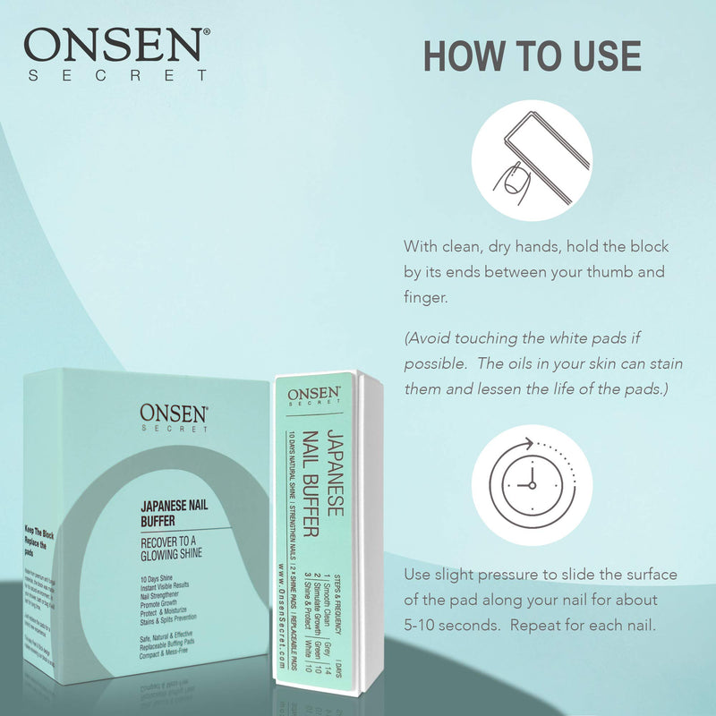 Onsen Professional Nail Buffer, Ultimate Shine Nail Buffing Block With 3 Way Buffing Methods, Smooth & Shine After Onsen Nail Filer, Compact Purse Size Manicure Tools for Optimum Nail Care 1 Count Onsen Nail Buffer - BeesActive Australia