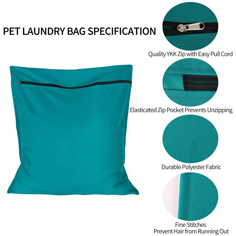 AUXSOUL 1 Pack Pet Laundry Bag, Stops Pet Hair Blocking The Washing Machine, Big Size Wash Bag Ideal for Dog Cat Horse, Hair Remover Safely, 25.8 27.8 (65 X 70cm) Lake Blue - BeesActive Australia