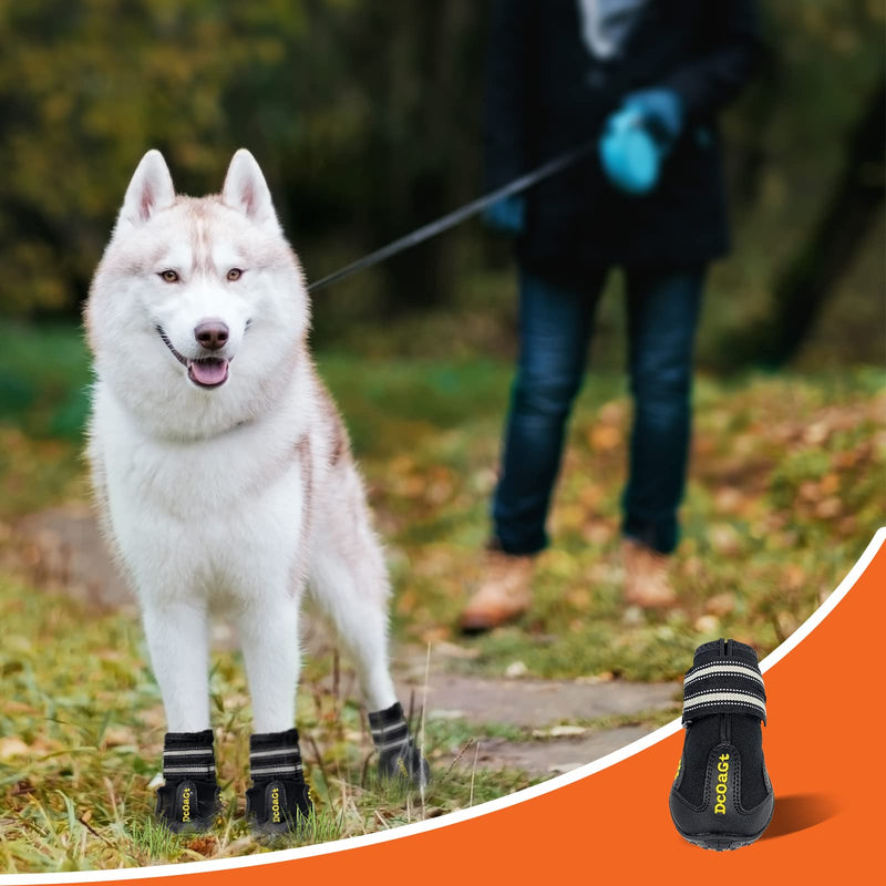 Dog Shoes for Large Dogs, Dog Boots & Paw Protectors for Hot Pavement Winter Snow, Anti-Slip Booties for Hiking Walking, Waterproof Breathable and Reflective Dog Booties for Large Size Dogs 4PCS Black Size 6 (Width 2.37-2.67 inch)Black - BeesActive Australia