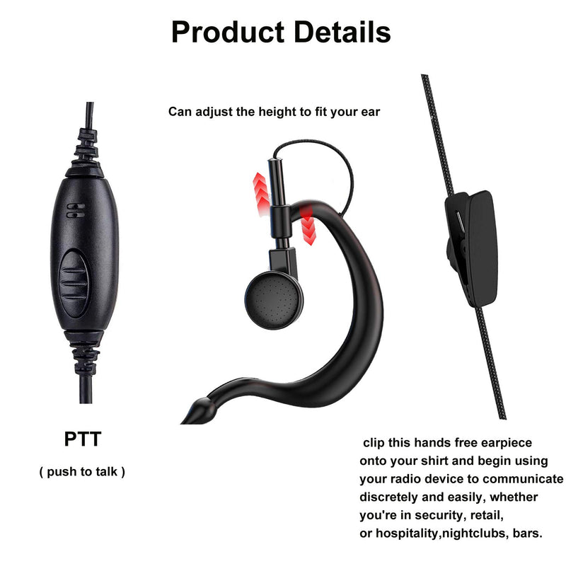 SAMCOM 2-Pin Black Earpiece Earphone Headset for Two Way Radio FPCN10A FPCN30A FPEN10A Walkie Talkie … - BeesActive Australia