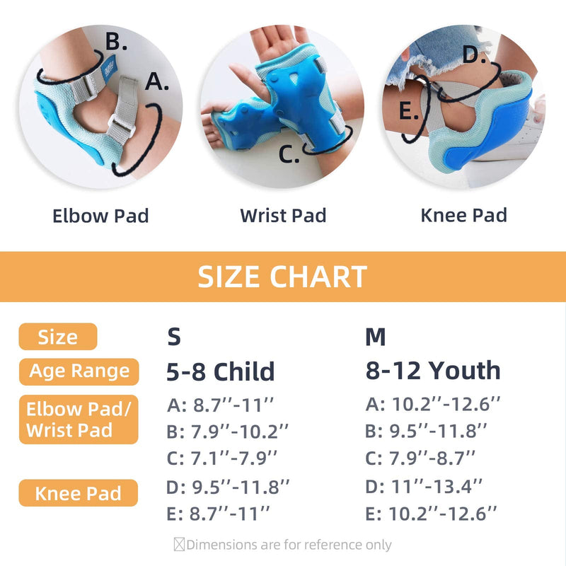Kids Bike Helmet Skateboard Helmet 5-14 Years Sports Protective Gear Set Adjustable Youth Helmet Knee Elbow Pads Wrist Guards for Cycling Scooter Rollerblading CPSC Certified blue star S? 5-8 years/19.5-22 IN ) - BeesActive Australia