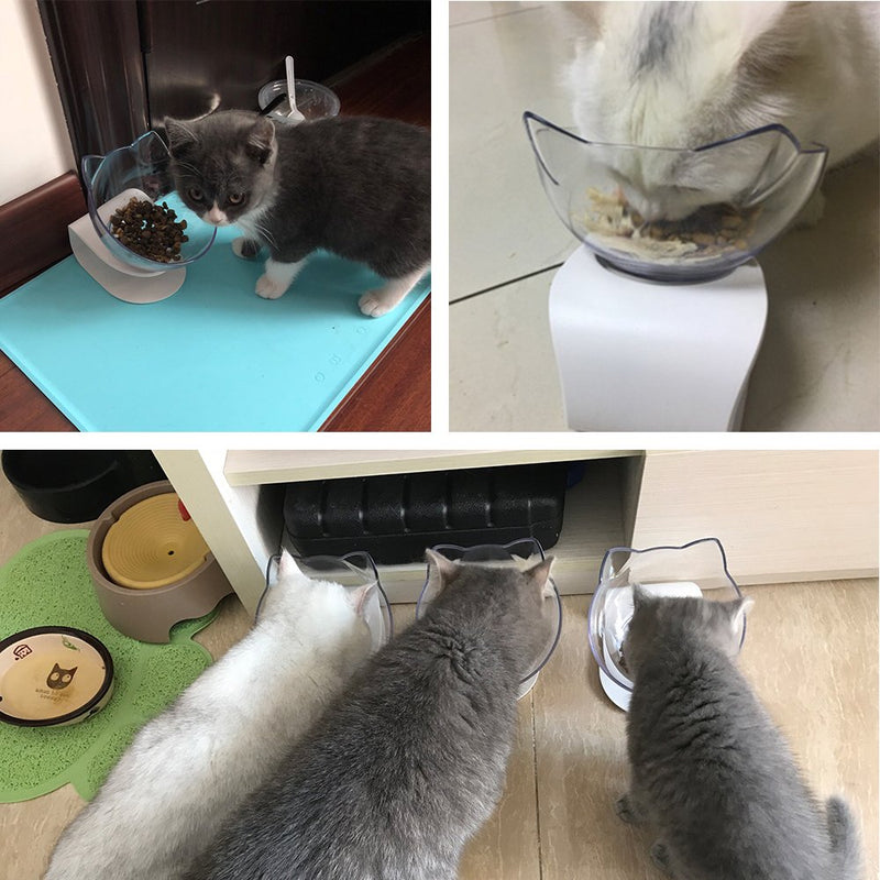 QIYADIN Tilted Raised Posture Cat Food Bowl Neck Protection Anti Vomiting 15 Degree Elevated Slanted Stand Pet Bowls for Cats and Small Dogs (1)Single - BeesActive Australia