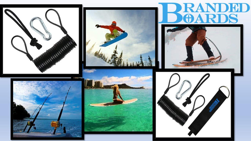 Branded Boards Safety Leash with Heavy Duty Wrist/Ankle Cuff, Carabiner & Paracord Loop. Boogie Boards, Snowboards, Surf Boards, SUP, Ski Scooters, Snowskates, Sleds, Dog Pet Lanyard Basic-1-pack - BeesActive Australia