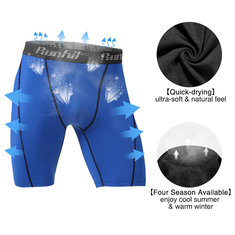 Runhit Compression Shorts Men Underwear Spandex Running Shorts Workout Athletic 3 Pack:black Grey,black Red,blue Small - BeesActive Australia