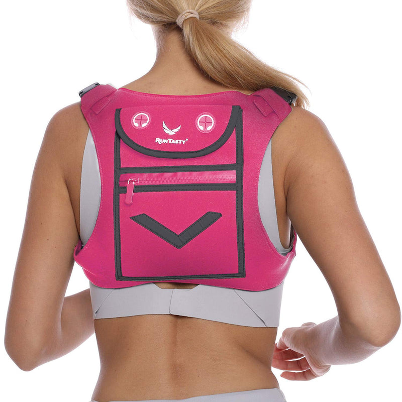 Pink Running Mini Backpack Vest for Men & Women - Reflective w/360°Hi-Viz, Holds Accessories and any iPhone, Android, iPad mini - Lightweight Adjustable gear for Fitness, Walking, Cycling and more! Hot Pink - BeesActive Australia