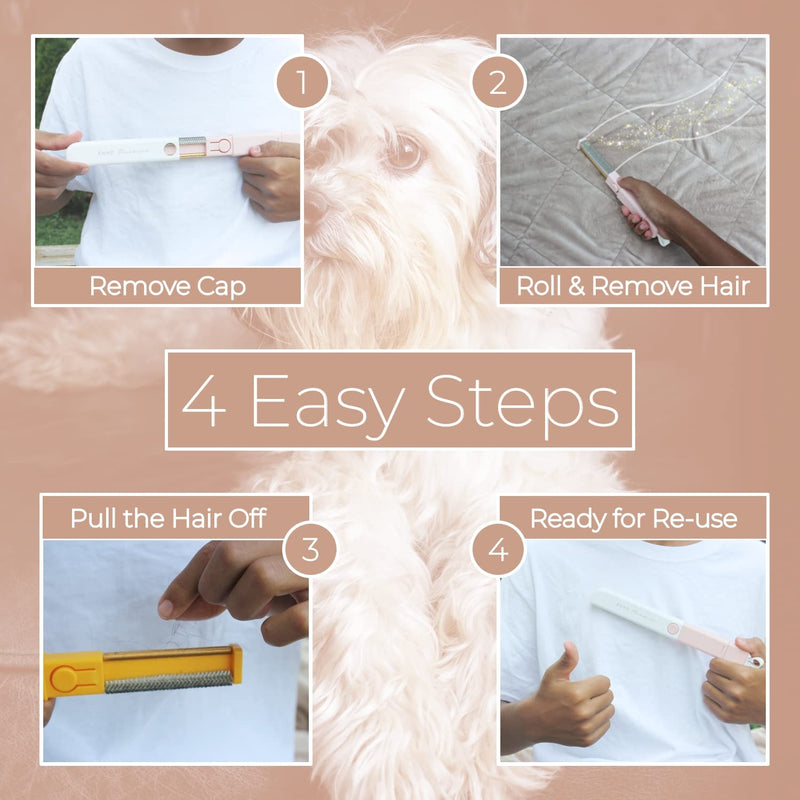 Zuki's Pet Hair/Lint Remover -Portable Compact Reusable Lightweight Easy Grip Pink/Yellow (Yellow) Yellow,pink - BeesActive Australia