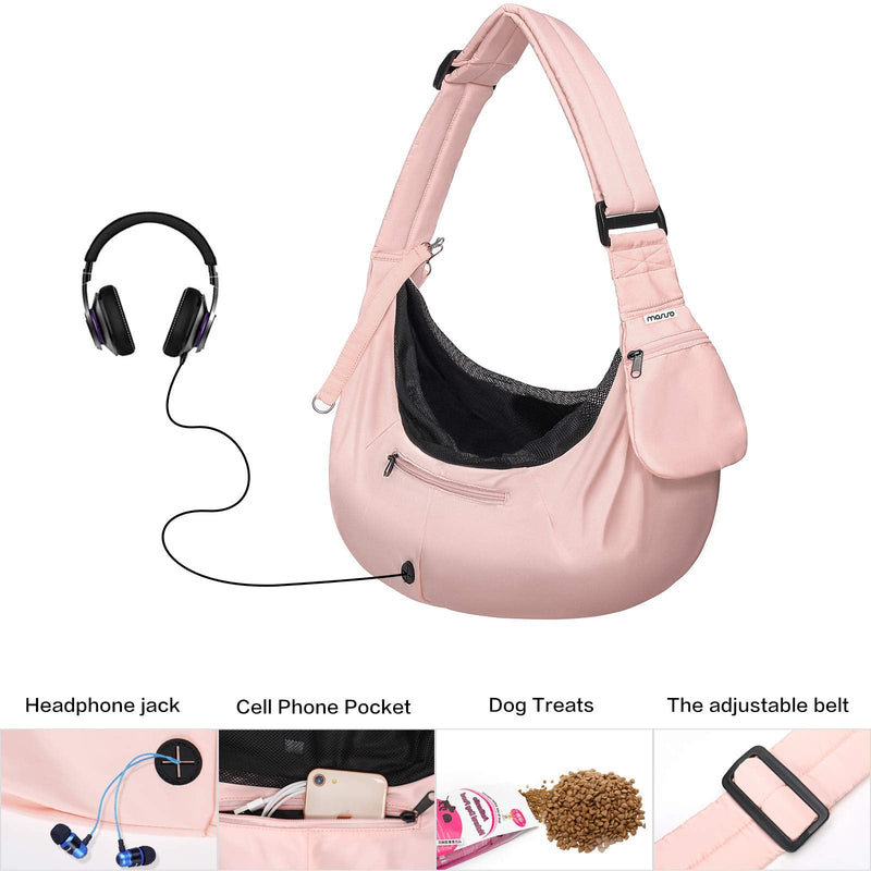 MOSISO Small Dog Cat Carrier Sling Bag, Pet Carrier Tote Bag Hands Free Adjustable Padded Strap Breathable Polyester Soft Carrying Travel Shoulder Bag with Front Pocket for Dogs Cats Pink - BeesActive Australia