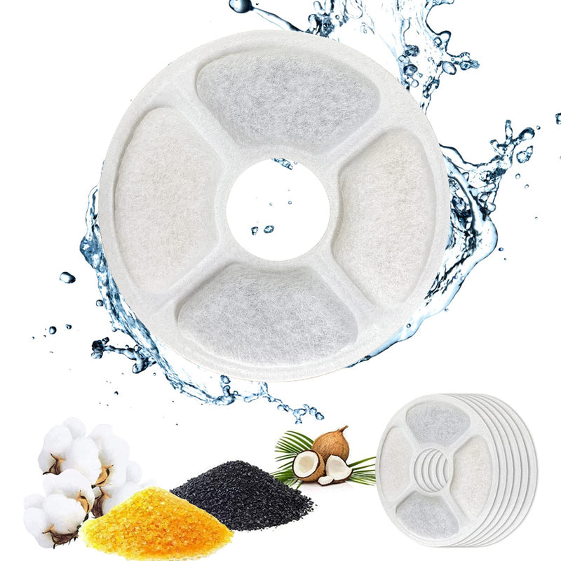 PewinGo Cat Water Fountain Replacement Filters, 6 Packs Pet Fountain Filters Triple Action with Resin and Activated Carbon Compatible for Catit Cat Water Fountain 3L 6 PACK-12.5CM/5 In - BeesActive Australia