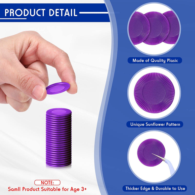 Skylety 400 Pieces Plastic Poker Chips Game Chips 4 Colors Counter Card for Kids Game Playing Learning Math Counting Bingo Game Blank Chips Card for Kids Reward, 0.86 Inch Purple, Blue, White, Black - BeesActive Australia