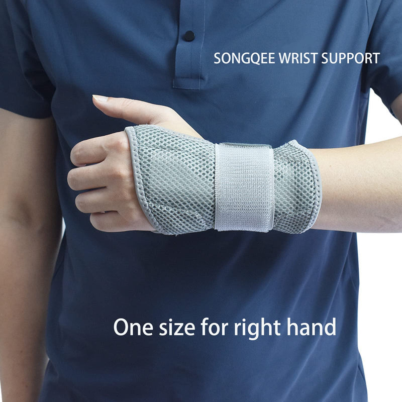 Carpal Tunnel Wrist Support Brace With Metal Splints Stabilizer, Breathable Wrist Splints Help Relieve Joint Pain, Arthritis, Tendonitis, Wrist Fractures/Sprain, Hand Support For Men Women (Right) M Right Hand-Grey - BeesActive Australia