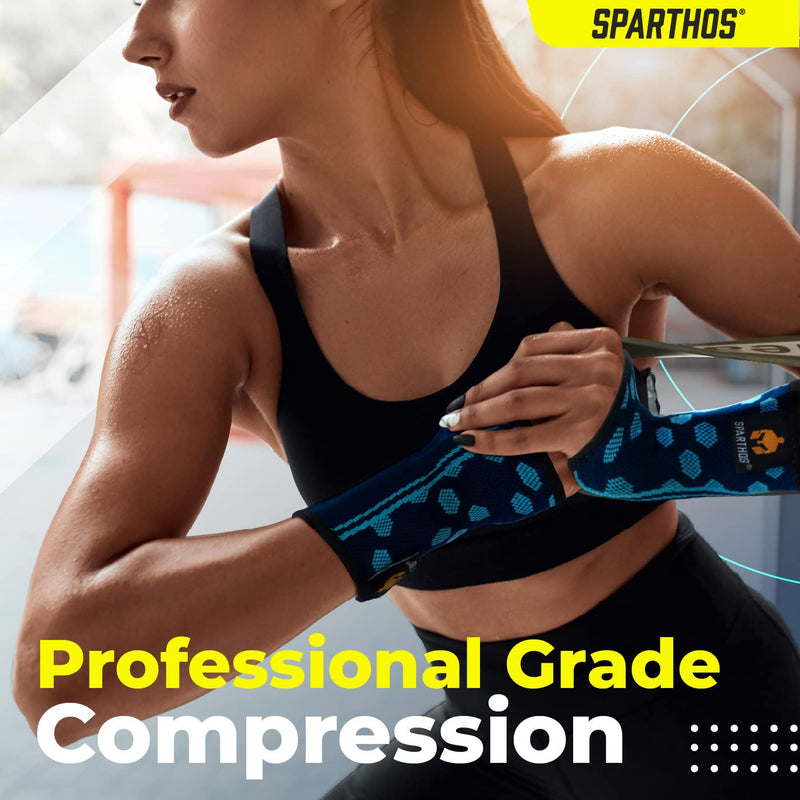 Sparthos Wrist Support Sleeves (Pair) – Medical Compression for Carpal Tunnel and Wrist Pain Relief – Wrist Brace for Men and Women – Made from Innovative Breathable Elastic Blend Medium Midnight Black - BeesActive Australia