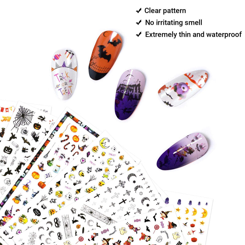 Halloween Nail Art Decals Self-Adhesive Fingernails Toenails Stickers Decorations DIY Nail Art Tips Accessories Stencil for Halloween Party Supply (Halloween new) Halloween new - BeesActive Australia