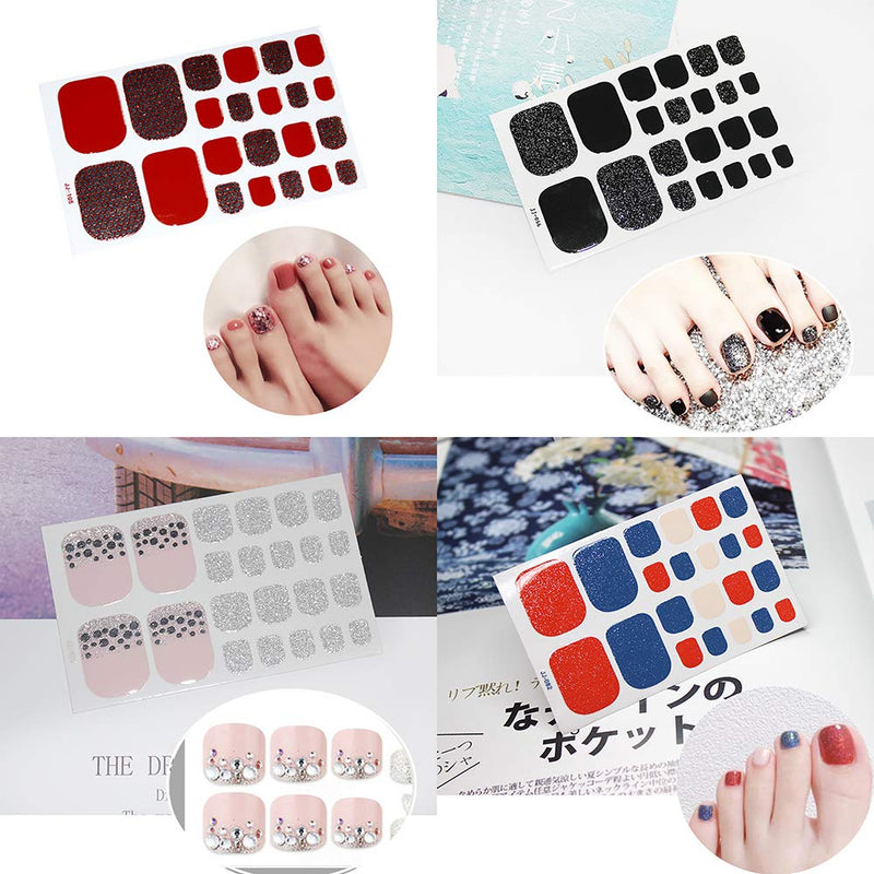 SILPECWEE 8 Sheets Toe Nail Polish Strips Stickers Tips and 1Pc Nail File Glitter Adhesive Nail Art Decals Wraps Manicure Accessories for Women NO2 - BeesActive Australia