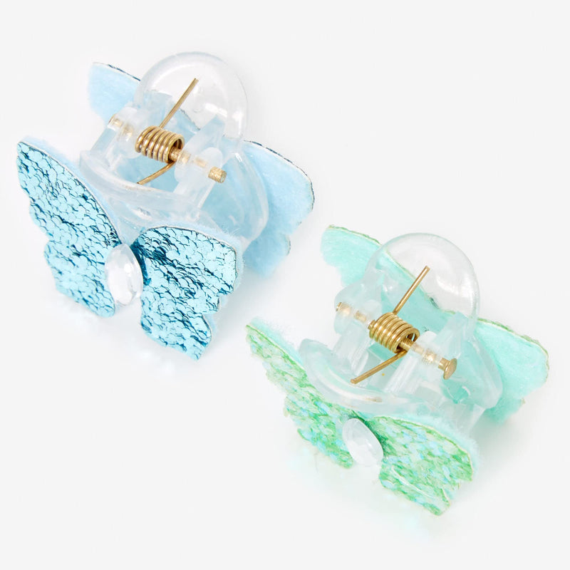 Rainbow Glitter Butterfly Mini Hair Claws - 4 Pack Small Hair Clips For Girls, For Fine Or Thick Hair Multicolour Glitter Butterflies - BeesActive Australia