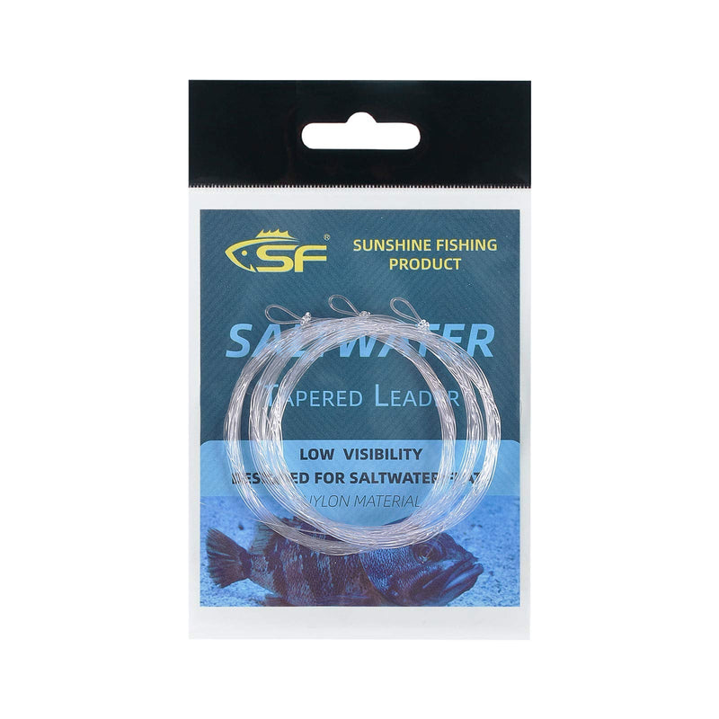 SF Pre-Tied Loop Saltwater Tapered Leader Fly Fishing 10FT 8/10/12/16/20/25/30/40lb Low Visibility High Strength Clear Nylon for Saltwater Bonefish Permit Nylon-Clear 10LB-0.009''-10FT - BeesActive Australia