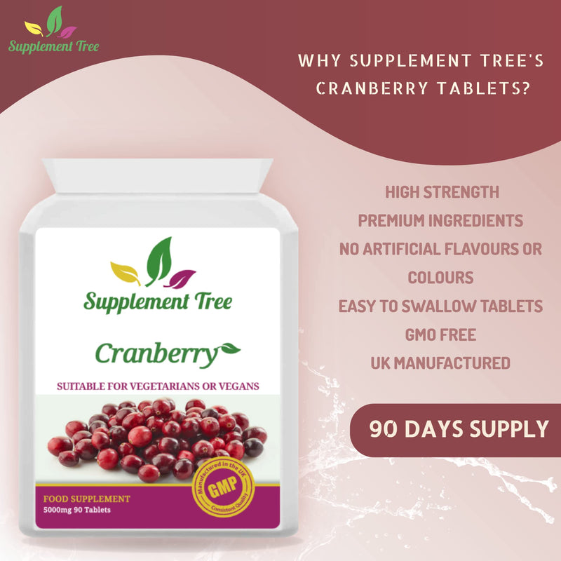 Cranberry 5000mg 90 Tablets | High Strength Cranberry Supplement | UK Manufactured | Vegans & Vegetarians Friendly - BeesActive Australia