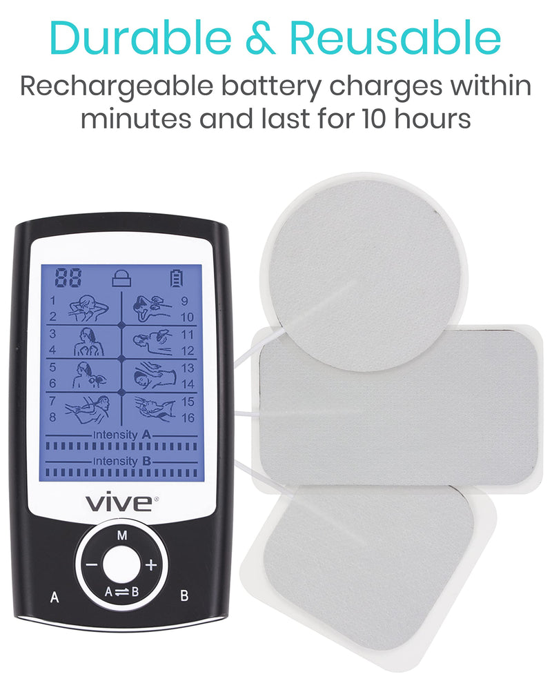 Vive Dual Channel TENS Unit - STIM Tens Unit for Muscle Stimulation - Electrotherapy Muscle Stimulator with Electrode Pads - BeesActive Australia