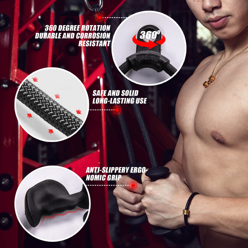 KKH Ergonomic Triceps Rope Pull Down with Anti-Slippery Natural Rubber Grip for Activating More Muscle Fibers-Gym Rope for Push Downs, Triceps Pull Downs Crunches, Facepulls, 36" Rope Length. - BeesActive Australia