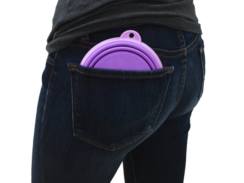 Prima Pet Collapsible Silicone Food and Water Travel Bowl with Clip for Dog and Cat, Small (1.5 Cups) SMALL (1.5 CUPS) PURPLE - BeesActive Australia