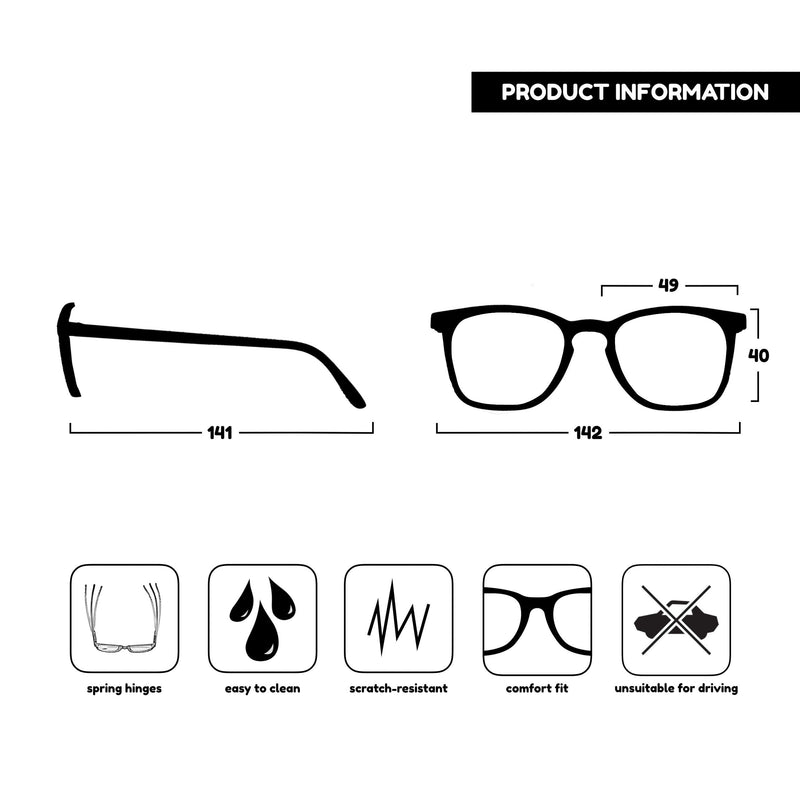 Opulize Bex Mens Reading Glasses Large Designer Style Matt Black R64-1 +1.00 +1.00 Magnification - BeesActive Australia
