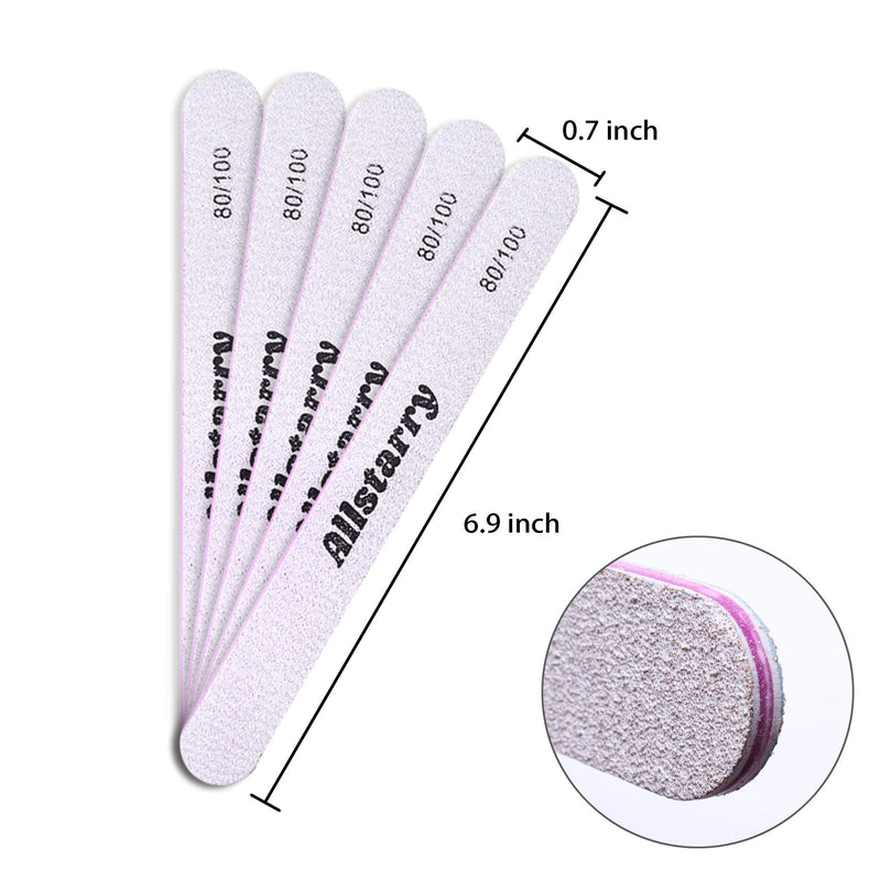 Allstarry 20pcs Nail file Set Professional Double Sides Washable Block Disposable Nail Files and Buffers 80/100 Grit Sanding File Set for Acrylic Nails for Nail Art DIY or Nail Manicure Salon 1 - BeesActive Australia