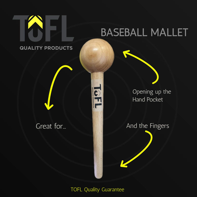 TOFL Baseball Glove Mallet - Sports Mitt Shaping Tool - Smooth Wood Stick Stretcher with Round Head for Breaking In, Tenderizing Stiff & New Gear - Non-Slip Strong, Ergonomic Grip - Long Wooden Handle - BeesActive Australia