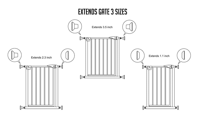 Baby Gate Extender Wall Protector - Pressure Mounted Gates Extension Kit Extends 1.1-3.5 inches Child Safety Gates and Protect Walls & Doorways from Pet & Dog Gates - Work on Stairs (White) White - BeesActive Australia