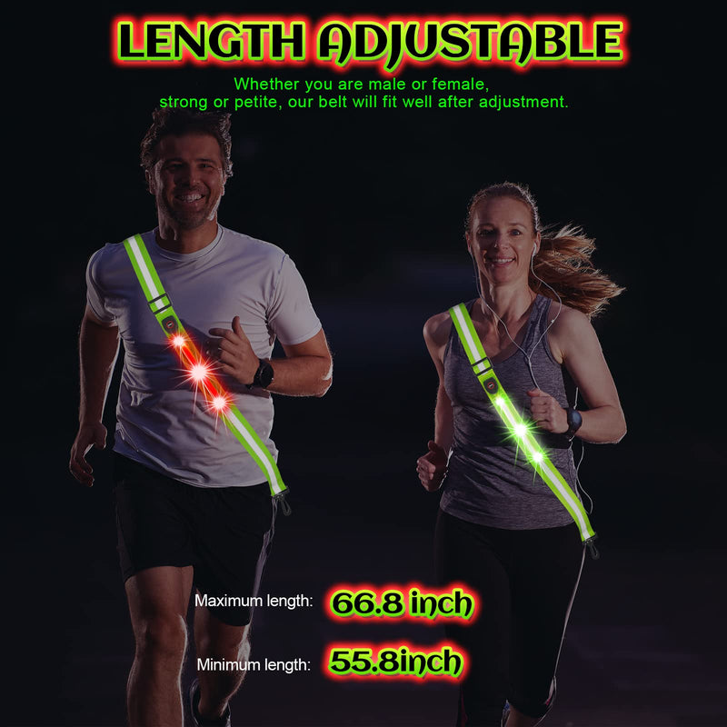 Tibeha High Visibility Reflective Sash & Light Up LED Armbands, Adjustable & Lightweight Night Running Gear for Runners LED Reflective Belt - BeesActive Australia