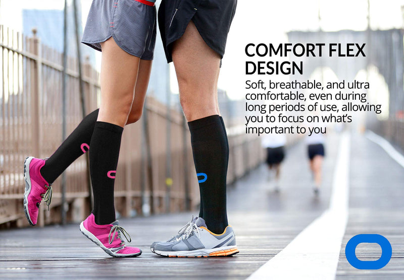Crucial Compression Socks for Men & Women (20-30mmHg) Running, Athletic, Travel Large-X-Large Black / Blue - BeesActive Australia