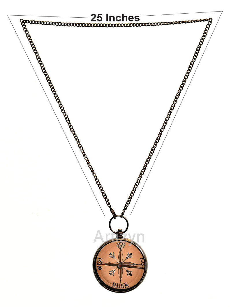 Thoreau's Go Confidently Quote Engraved Brass Compass with 25 Inches Long Chain & Leather case, Copper Dial Compass Locket Compass Camping Compass, Boating Compass, Gift Compass, Graduation Day Gifts - BeesActive Australia