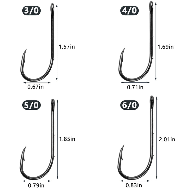 Baitholder Fishing Hooks,120pcs Barbed Long Shank Beak Baitholder Hooks Size 4-6/0 Carbon Steel Offset Jig Fish Hooks 2 Barbs for Saltwater Freshwater 2/0 120PCS - BeesActive Australia