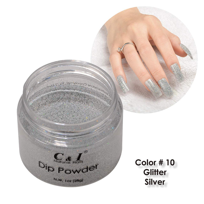 C & I Dipping Powder Color No.010 Glitter Silver Pearl Shine Color System - BeesActive Australia