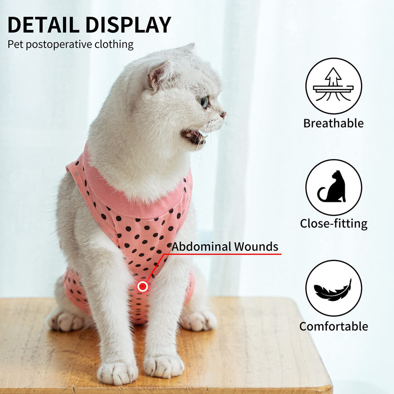 TORJOY Cat Professional Recovery Suit for Abdominal Wounds or Skin Diseases,After Surgery Wear Anti Licking Wounds,Breathable E-Collar Alternative for Cats and Dogs Medium Wave point - BeesActive Australia