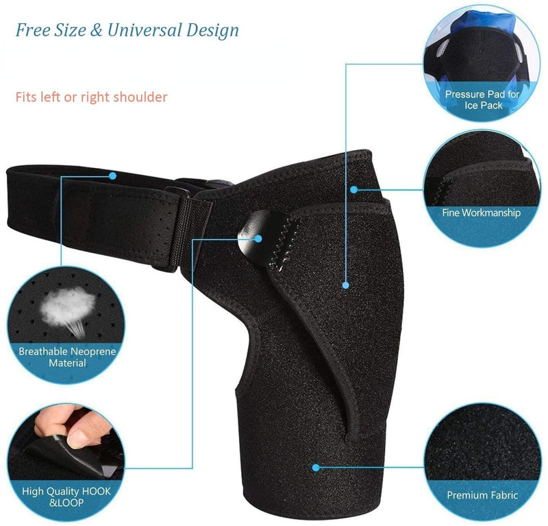 Shoulder Support Brace with Pressure Pad for Men Women, Adjustable Shoulder Brace for Torn Rotator Cuff, Tendonitis, Dislocation, AC Joint, Bursitis, Labrum Tear, Pain, Fits Right or Left Shoulder Black - BeesActive Australia