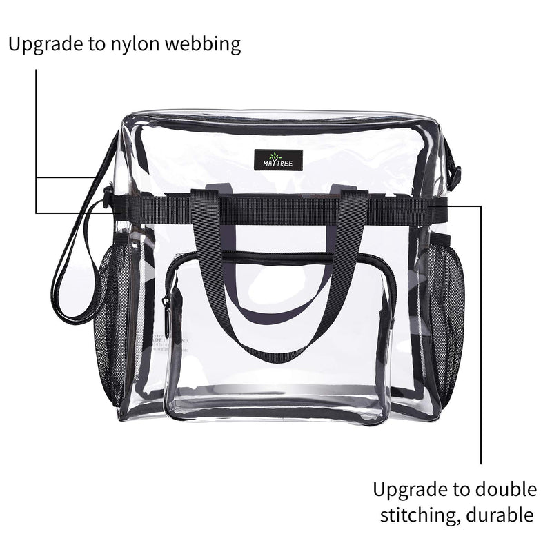 Clear Bag Stadium Approved, Transparent See Through Clear Tote Bag for Work, Sports Games-12 x12 x6 Black-l - BeesActive Australia