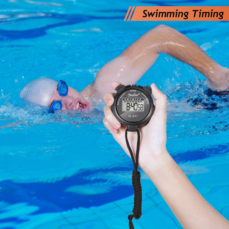 Weewooday 12 Pack Stopwatch Timer for Sports Electronic Digital Stop Watch Interval Timer with Large Display Suitable for Sports and Fitness Black - BeesActive Australia