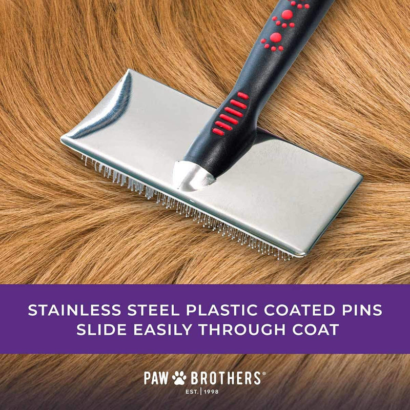 Paw Brothers Soft Flat Slicker Brush for Dogs with Coated Pin Tips Medium/Large - BeesActive Australia