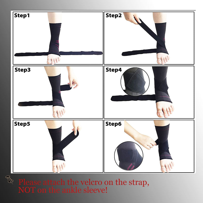 Jupiter Foot Sleeve (Pair) with Compression Wrap, Ankle Brace For Arch, Ankle Support, Football, Basketball, Volleyball, Running, For Sprained Foot, Tendonitis, Plantar Fasciitis… Black Large - BeesActive Australia