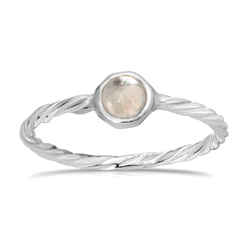 MINDDHA 925 Sterling Silver Rings with Moonstone- Twisted Eternity Band Hammered Ring - Made in Israel, Band 1.5mm Size 6-10 9 - BeesActive Australia