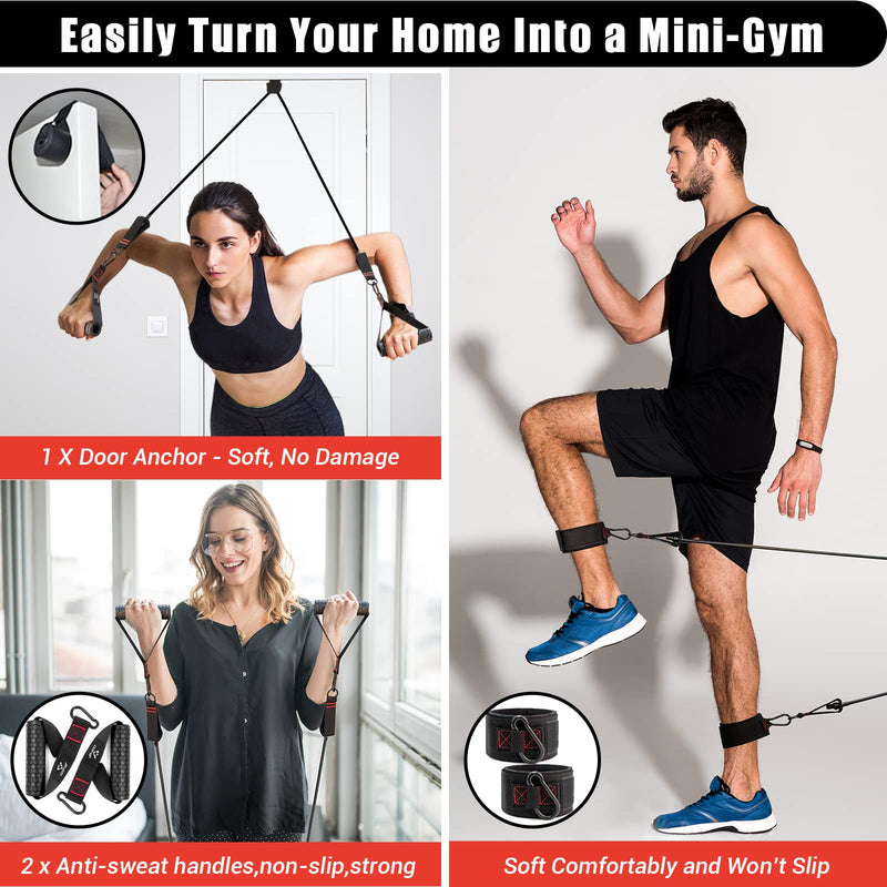 COFOF Resistance Bands Set with Handles, Exercise Bands Workout Bands Fitness Bands with Door Anchor, Legs Ankle Straps for Resistance Training，Physical Therapy，Home Gym Workout 200Lbs Black - BeesActive Australia