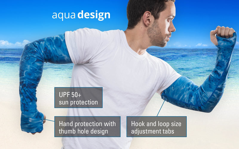[AUSTRALIA] - Aqua Design Arm Sun Sleeves for Men UV Protection Forearm Compression Covers Misty Sky 2XL/XL 