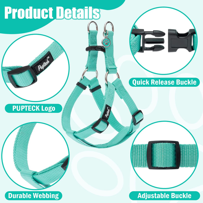 PUPTECK No Pull Dog Harness Soft Adjustable Basic Nylon Step in Puppy Vest Outdoor Walking with ID Tag Small Light Green - BeesActive Australia