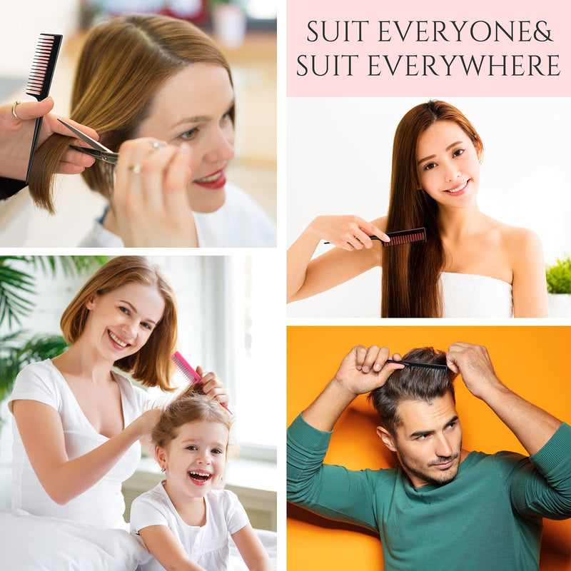 Leinuosen 3 Piece Triple Teasing Comb Rat Tail Tool and Structure Tease Layers Rattail for Women Back Combing Root Adding Volume Evening Styling (Black Red, Black Blue, Pink Black) Black and Red, Black and Blue, Pink and Black - BeesActive Australia