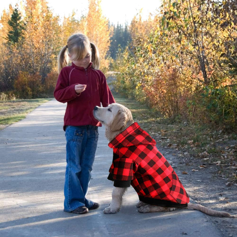 Mtliepte Red Plaid Dog Hoodie Sweater for Dogs Pet Clothes with Hat and Pocket XL - BeesActive Australia