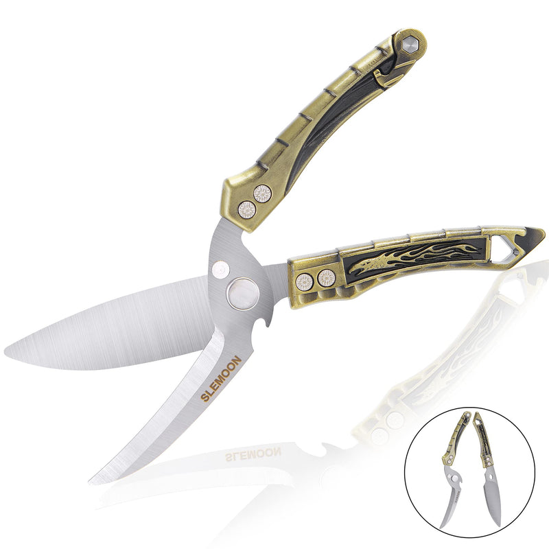 SLEMOON Kitchen Shears Heavy Duty Poultry Shears Meat Cutting Dishwasher Safe and Stainless Food Kitchen Scissors for Chicken Turkey Thanksgiving,Brass Z-brass - BeesActive Australia