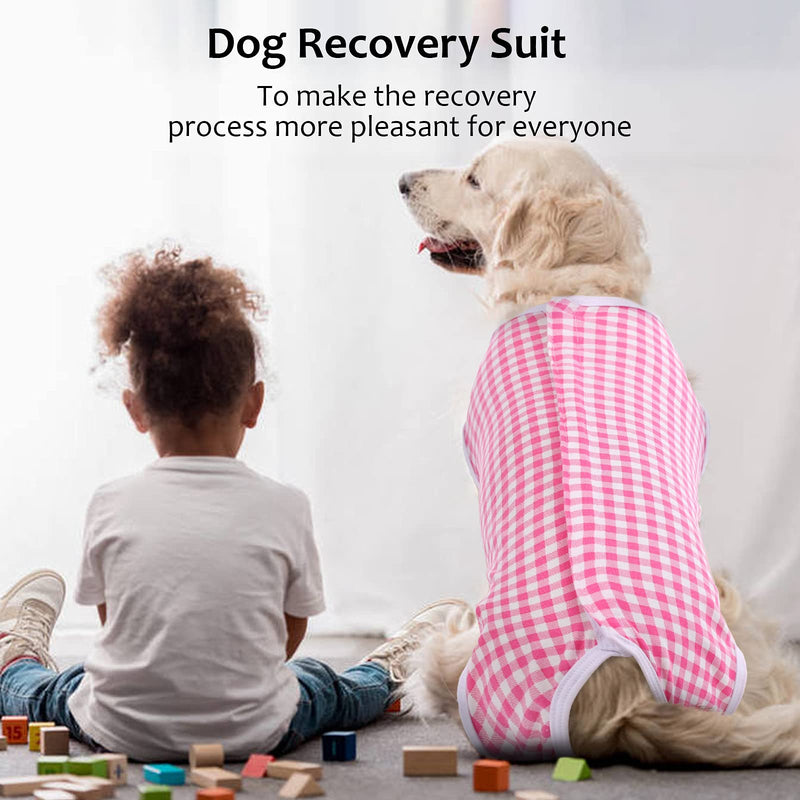 Kuoser Surgical Recovery Suit for Dogs Cats, Pet T-Shirt After Surgery Wear for Dogs, Dog Professional Recovery Suit Comfortable E Collar Alternative, Prevent Licking Onesies Pet Surgery Recovery Suit Medium (Pack of 1) Pink - BeesActive Australia
