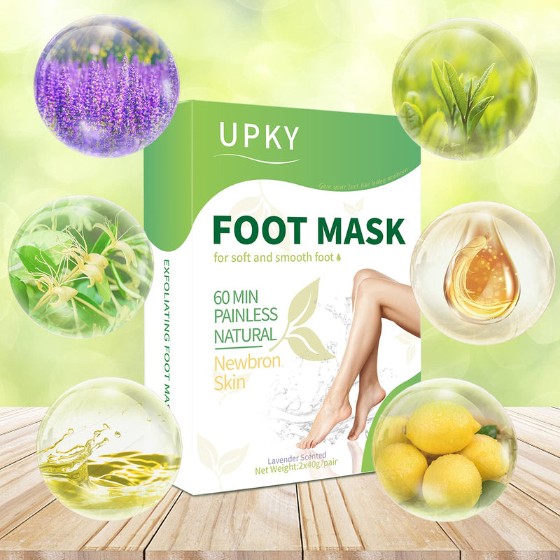 UPKY Foot Peel Mask 4 Pack Natural Exfoliating Lavender Scented Foot Mask for Dry Cracked Feet Get a Soft Skin Feet Peeling Mask, Make Your Feet Baby Soft Get Smooth Silky Skin Lavender-4PCS - BeesActive Australia