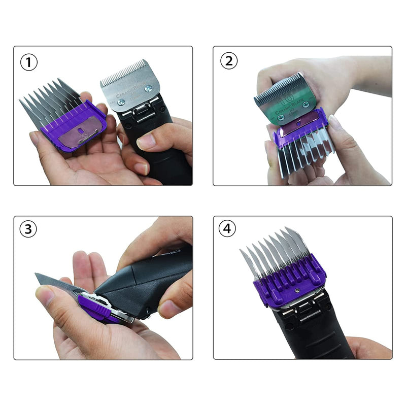 Professional Animal Stainless Steel Attachment 5 Color Guide Comb Set,Compatible with Andis, Oster A5, Wahl KM Series Clipper Detachable Blade Pet, Dog, Cat, and Horse Clippers 5 Color（3MM-16MM） - BeesActive Australia