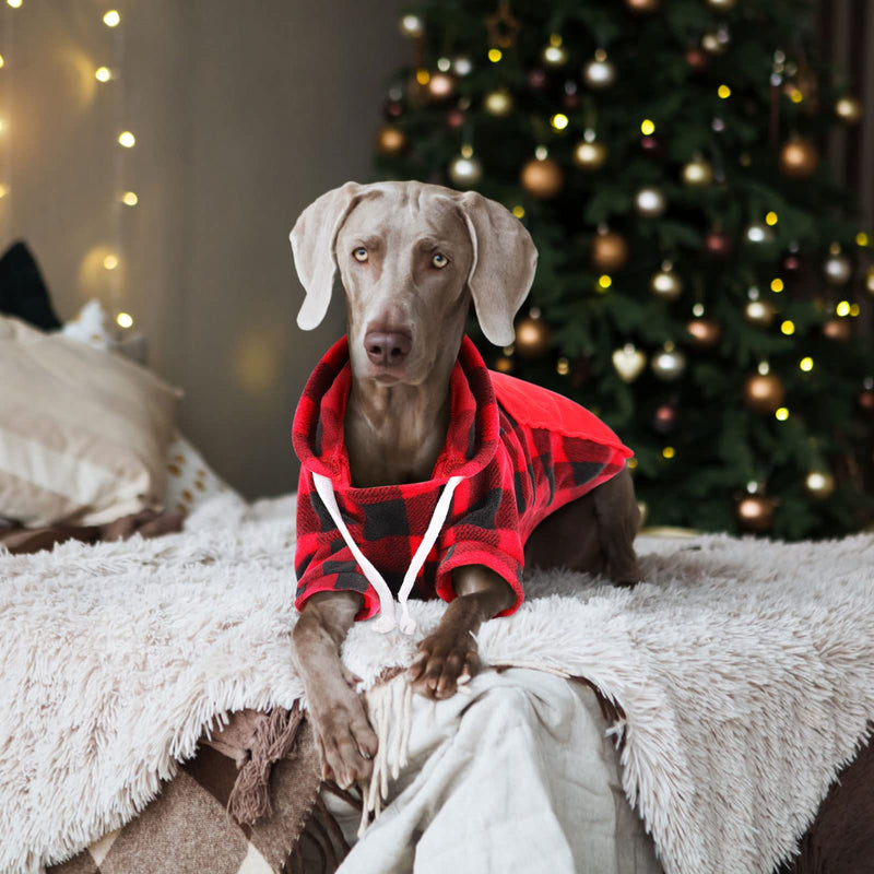Rypet 2 Packs Large Plaid Dog Hoodie Pet Clothes Sweaters with Hat and Pocket Dog Pullover Sweatshirt for Medium Large Dog 5XL(Chest girth: 36 ", back length: 27.5") - BeesActive Australia