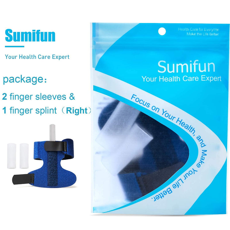 Sumifun Finger Brace for Hands, Finger Splints with 2 Gel Sleeves for Mallet Finger, Trigger Finger, Finger Supports with Built-in Aluminium Bar for Sprains, Pain Relief, Sports Injury, Blue Both Right Hand and Left Hand - Blue - BeesActive Australia